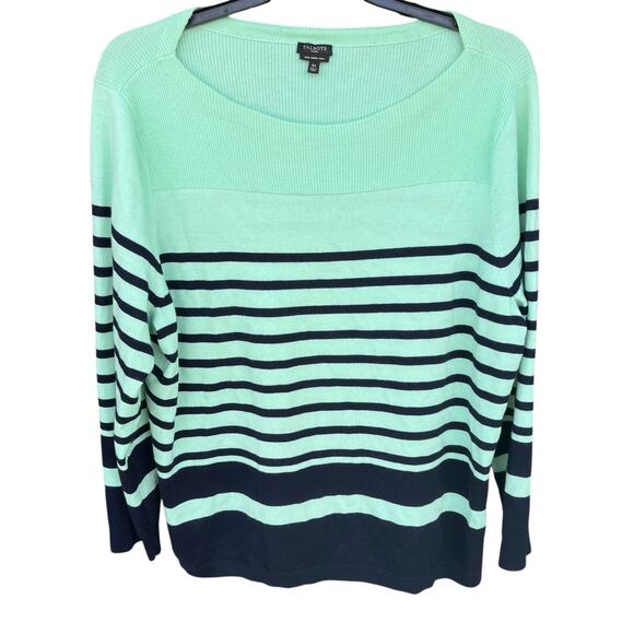 TALBOTS green navy pure Merino wool lightweight sweater NWOT plus sz XXXL 3X - Picture 1 of 7